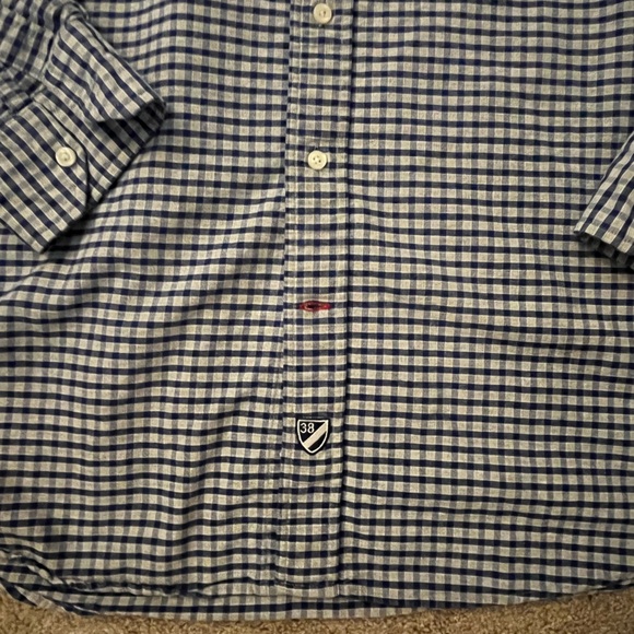 Cremieux Classics button up dress shirt. Grey and blue plaid design. - Picture 3 of 4